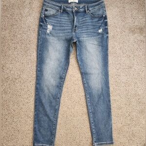 Women’s Blue Distressed Slim Jeans
